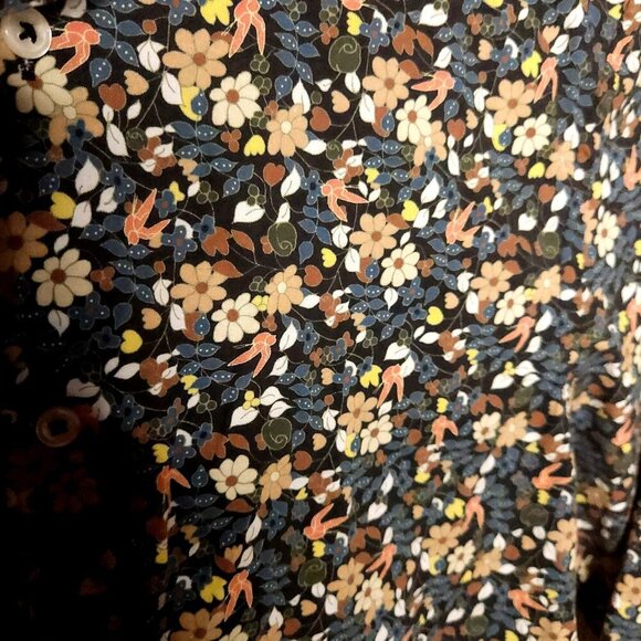 Asos Womens Black Floral Long Sleeve Button Down Shirt Small - Picture 3 of 4